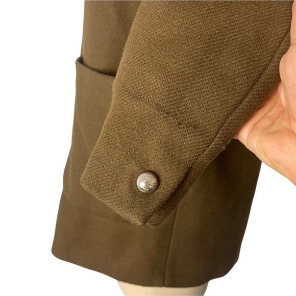 ZARA Women's Brown Pea Coat Full Zip Front Buckle Detail Faux Fur Hood Size XS - Picture 10 of 12